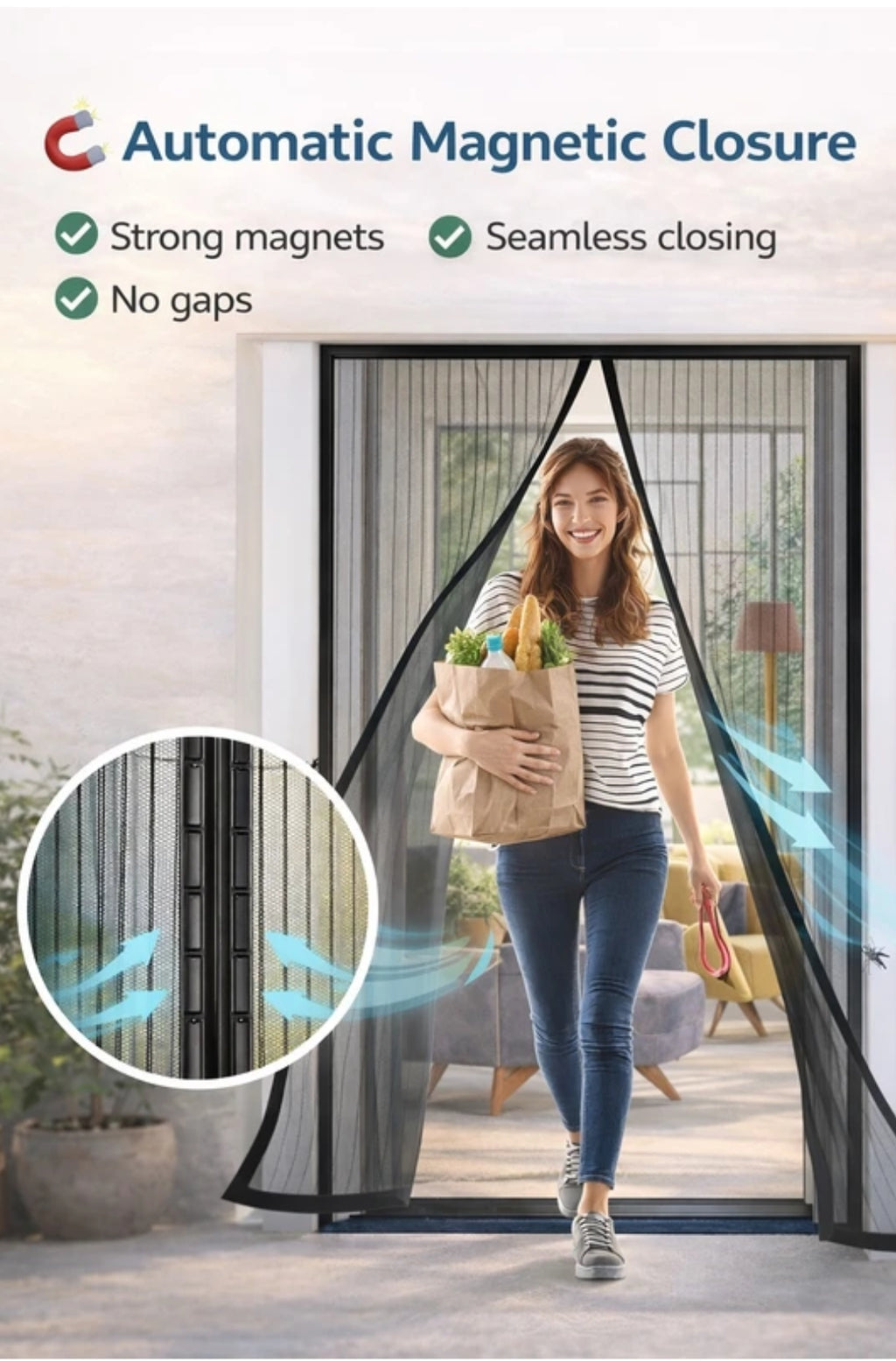 Door Net Magnetic Foldable Anti Mosquito Door Curtain