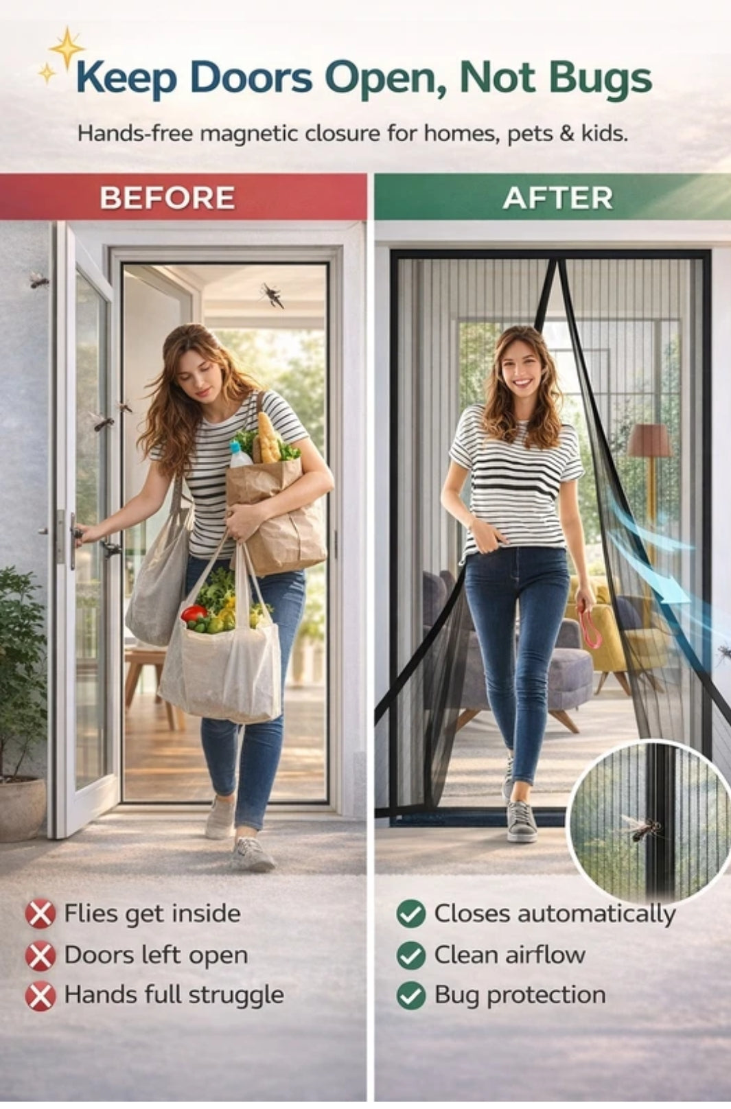 Door Net Magnetic Foldable Anti Mosquito Door Curtain