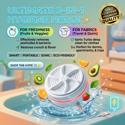 Ultrasonic Turbine Mini Washing Machine